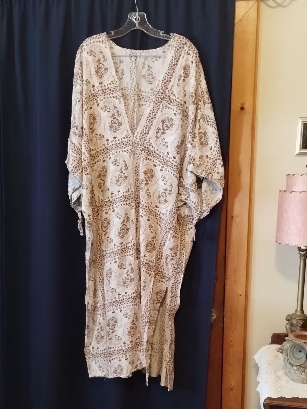 Boho Beige Paisley Maxi Caftan Cover-Up